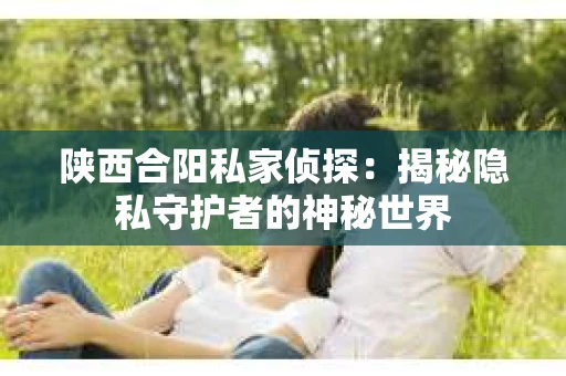 陕西合阳私家侦探：揭秘隐私守护者的神秘世界