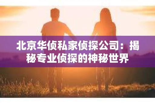 北京华侦私家侦探公司：揭秘专业侦探的神秘世界